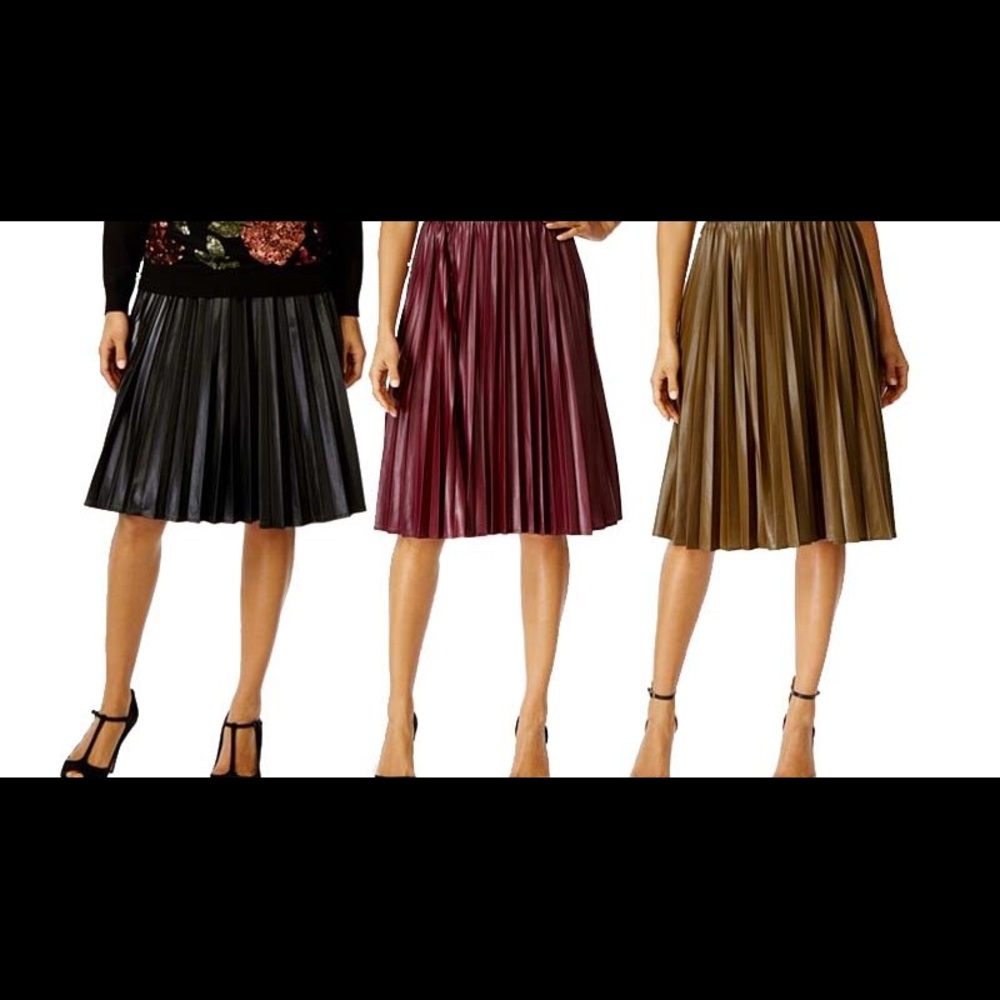 Grace Elements Faux-Leather Pleated Skirt -Macy’s